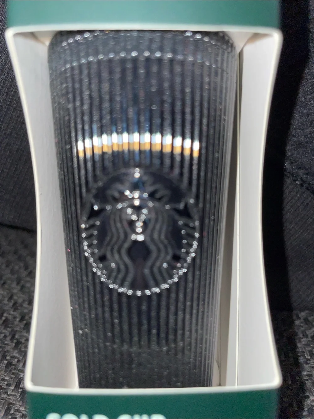Starbucks Black Cold Cup Key Chain with Embossed Siren